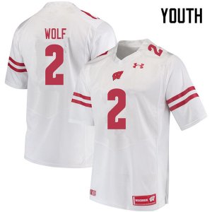Youth Wisconsin Badgers NCAA #2 Chase Wolf White Authentic Under Armour Stitched College Football Jersey VC31R80HL